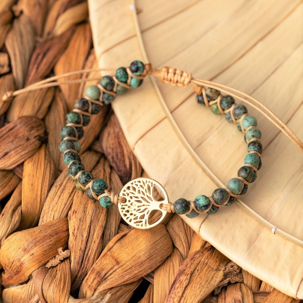Turkoois Armband - Afrikaans Turkoois - Tree of life - Verstelbaar