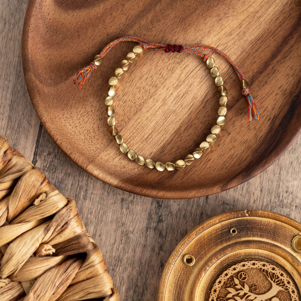 Geluksarmband - Goudkleurige Tibetaanse Armband - Handgemaakt