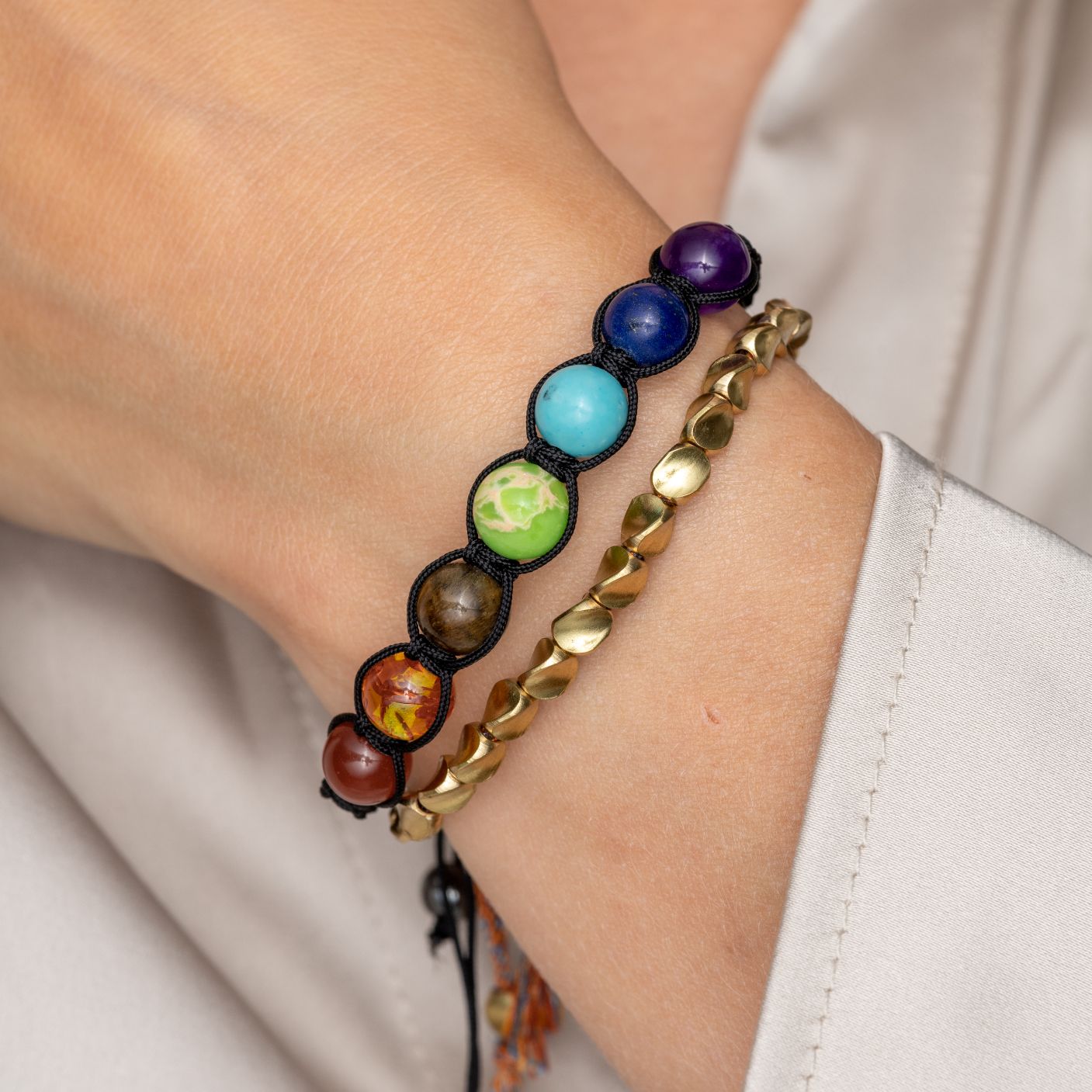 Geluksarmband - Goudkleurige Tibetaanse Armband - Handgemaakt