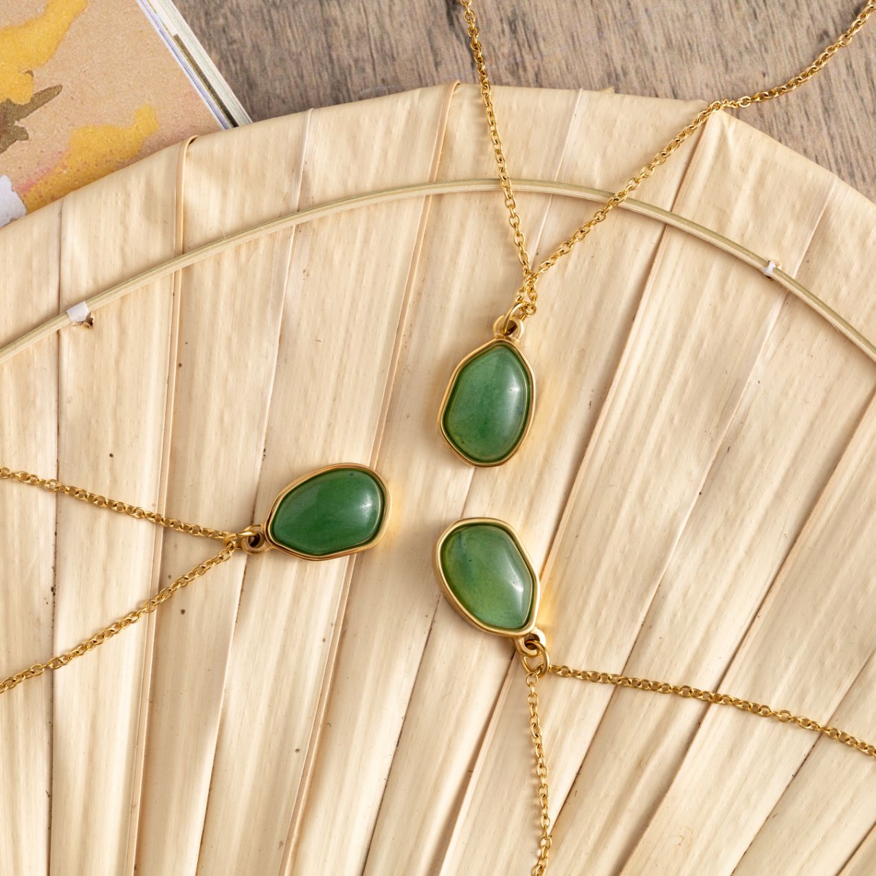 Groene Aventurijn Ketting - 18K Goud Verguld - Edelsteen Hanger - Creativiteit