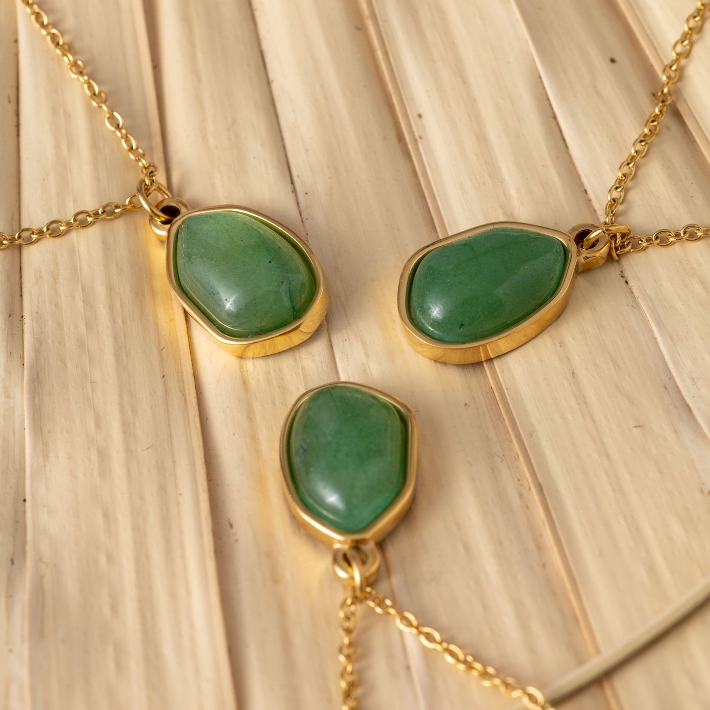 Groene Aventurijn Ketting - 18K Goud Verguld - Edelsteen Hanger - Creativiteit