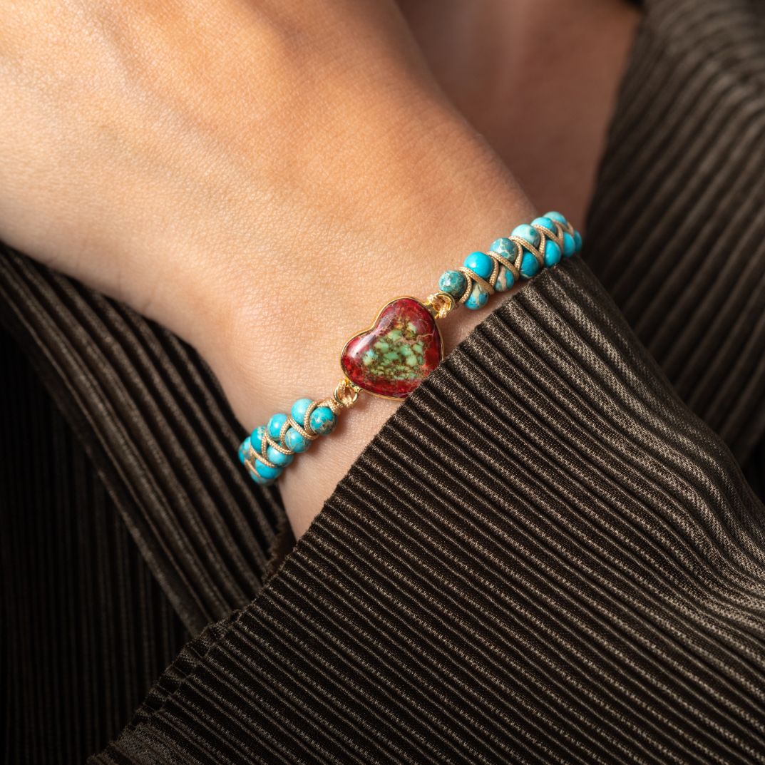 Jaspis Armband - Imperial Jasper Blauw - Hart - Zelfliefde