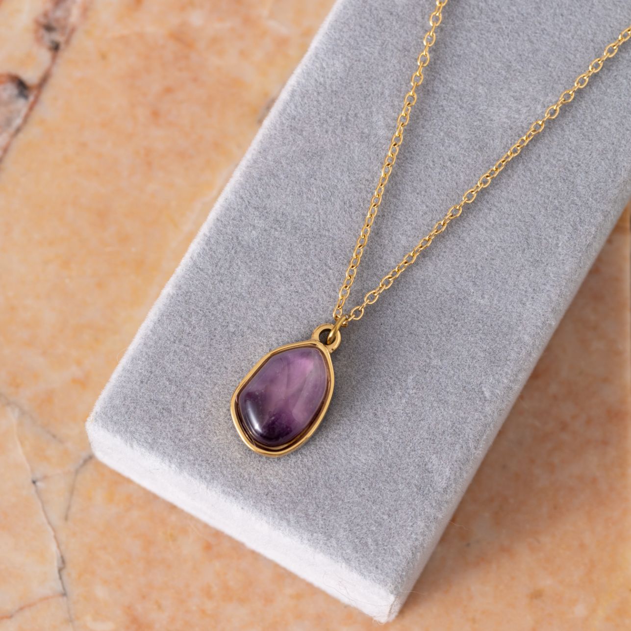 Amethist Ketting - 18K Goud Verguld - Edelsteen Hanger - Wijsheid