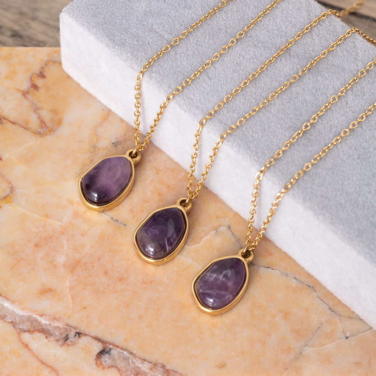 Amethist Ketting - 18K Goud Verguld - Edelsteen Hanger - Wijsheid