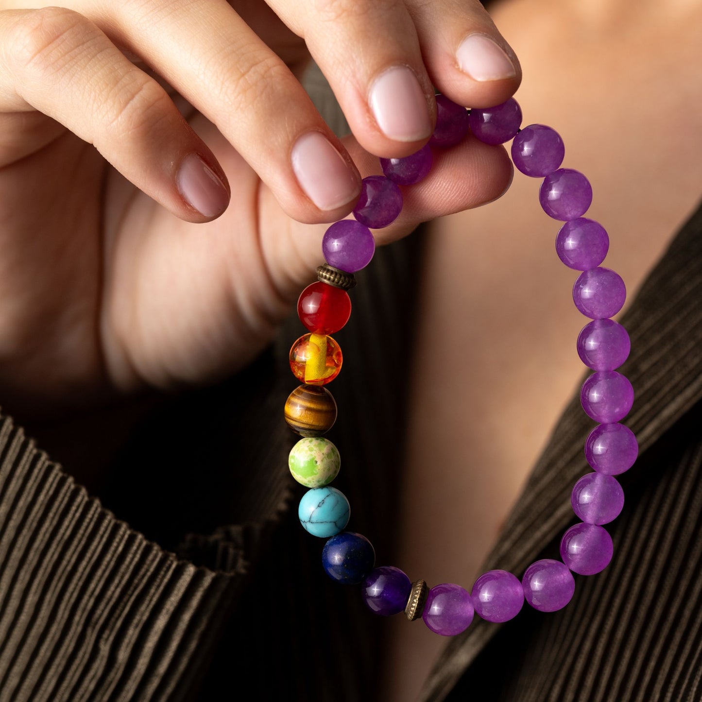 Badu Chakra Armband - Violet Kwarts - Rechtvaardigheid