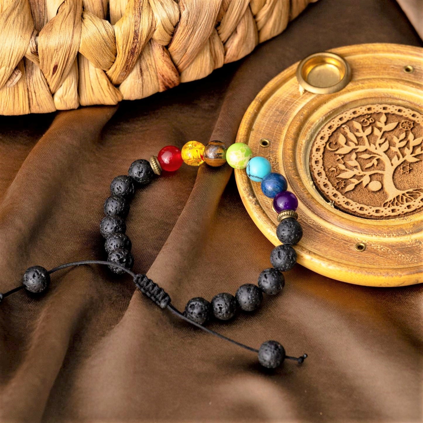 Badu Chakra Armband - Lavasteen Verstelbaar - Volharding