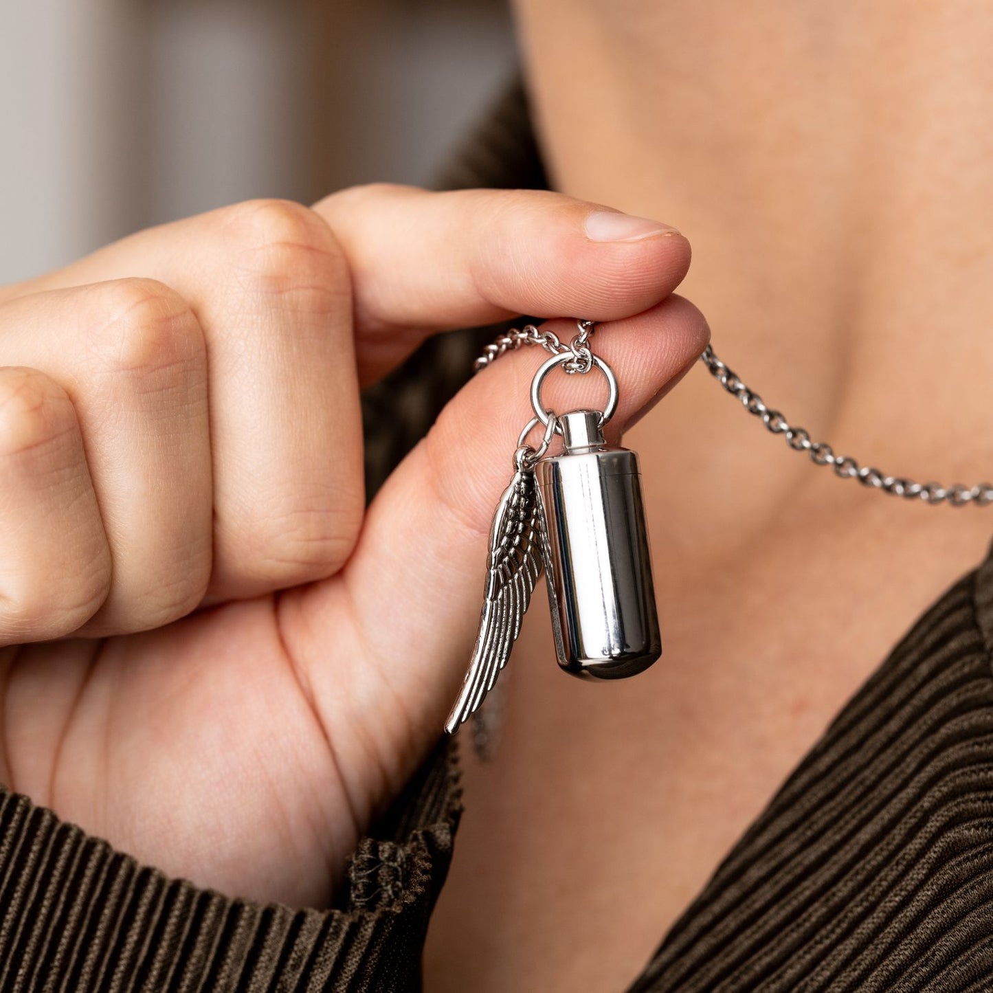 Urn Ketting - As Hanger - Engel Vleugel - RVS - Vrijheid