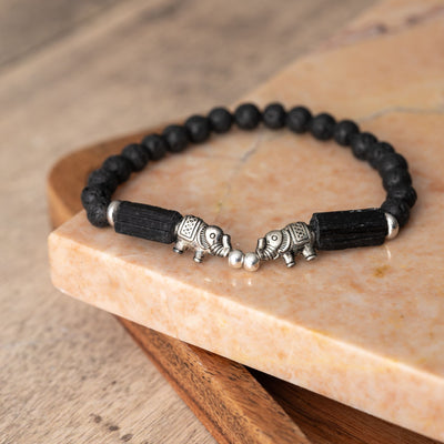 Balans Armband - Ruwe Toermalijn & Lavasteen - Olifant - Ambitie