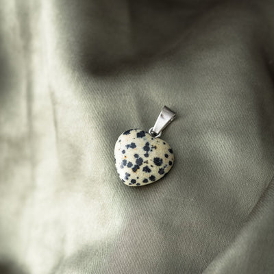 Hanger Edelsteen Hart - Geslepen Hartje Dalmatiër Jaspis - Moedigheid