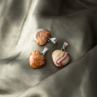 Hanger Edelsteen Hart - Geslepen Agaat Hartje - Optimisme