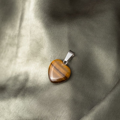 Hanger Edelsteen Hart - Geslepen Tijgeroog Hartje - Inzicht