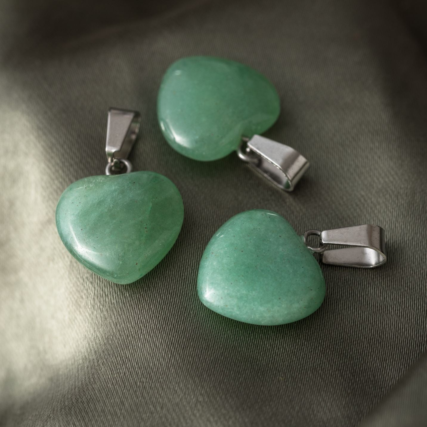 Hanger Edelsteen Hart - Geslepen Hartje Groene Aventurijn - Creativiteit