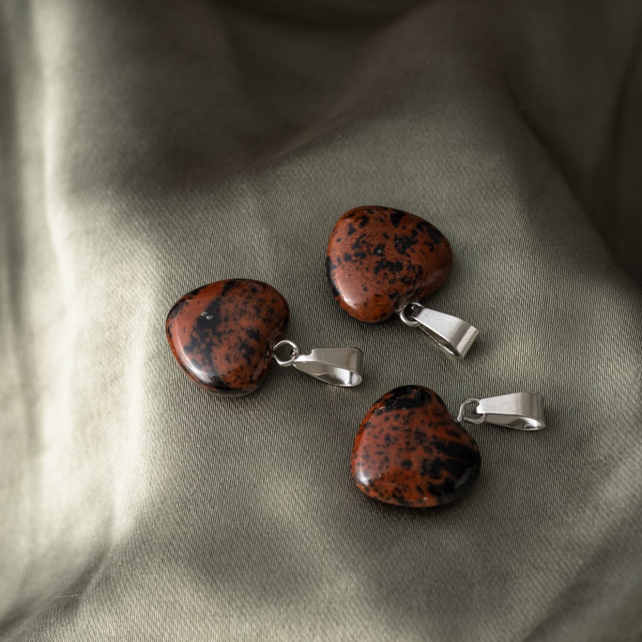 Hanger Edelsteen Hart - Geslepen Hartje Mahogany Obsidiaan - Zelfinzicht