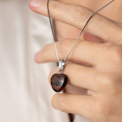 Hanger Edelsteen Hart - Geslepen Hartje Mahogany Obsidiaan - Zelfinzicht