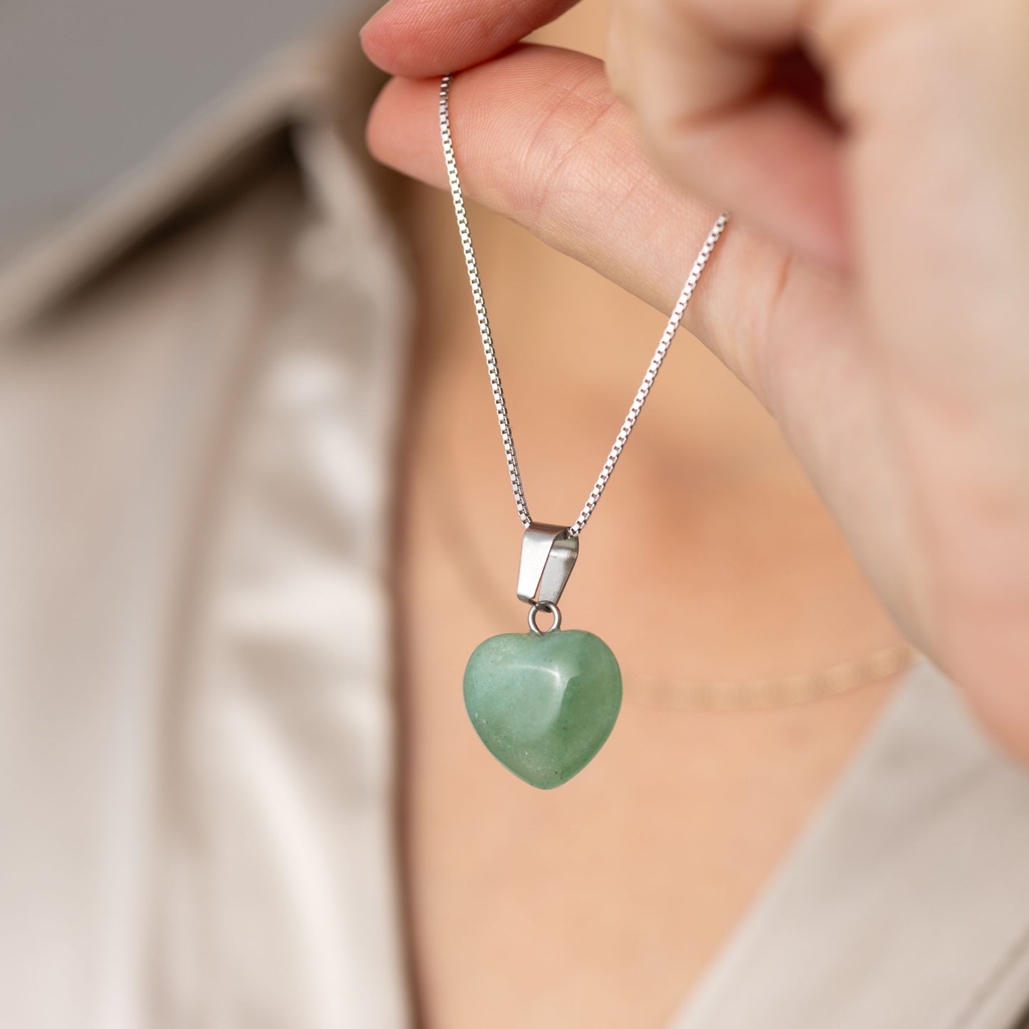 Hanger Edelsteen Hart - Geslepen Hartje Groene Aventurijn - Creativiteit