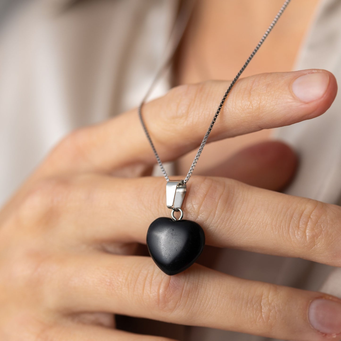 Hanger Edelsteen Hart - Geslepen Hartje Onyx - Overzicht