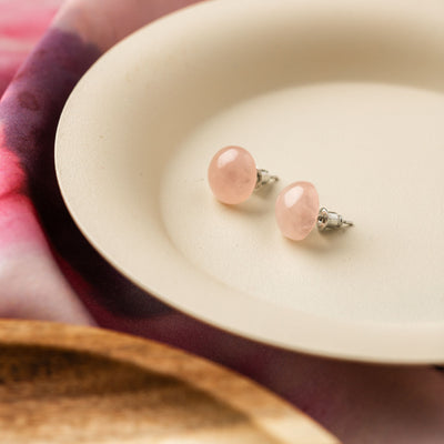 Rozenkwarts Oorknopjes - Edelsteen Oorbellen - Oorstekers - Zelfliefde