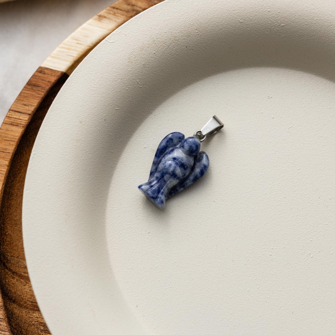 Sodaliet Hanger - Blauwe Beschermengel - Edelsteen Engeltje - Creativiteit