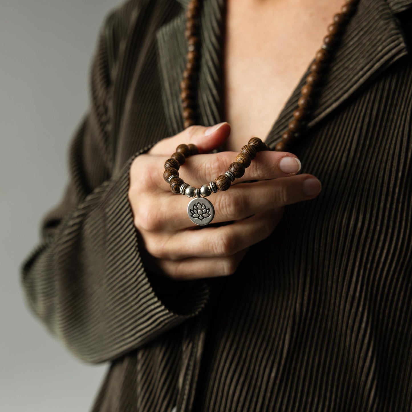 Mala Ketting & Armband - Lotus - Wengé-Hout