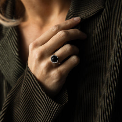 Onyx Ring - Verstelbaar RVS - Open Edelsteen Ring - Doelgerichtheid