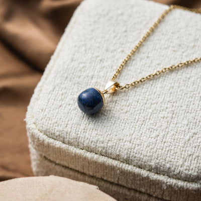 Lapis Lazuli Ketting & Hanger - Rond Geslepen - Gold Dipped - Creativiteit