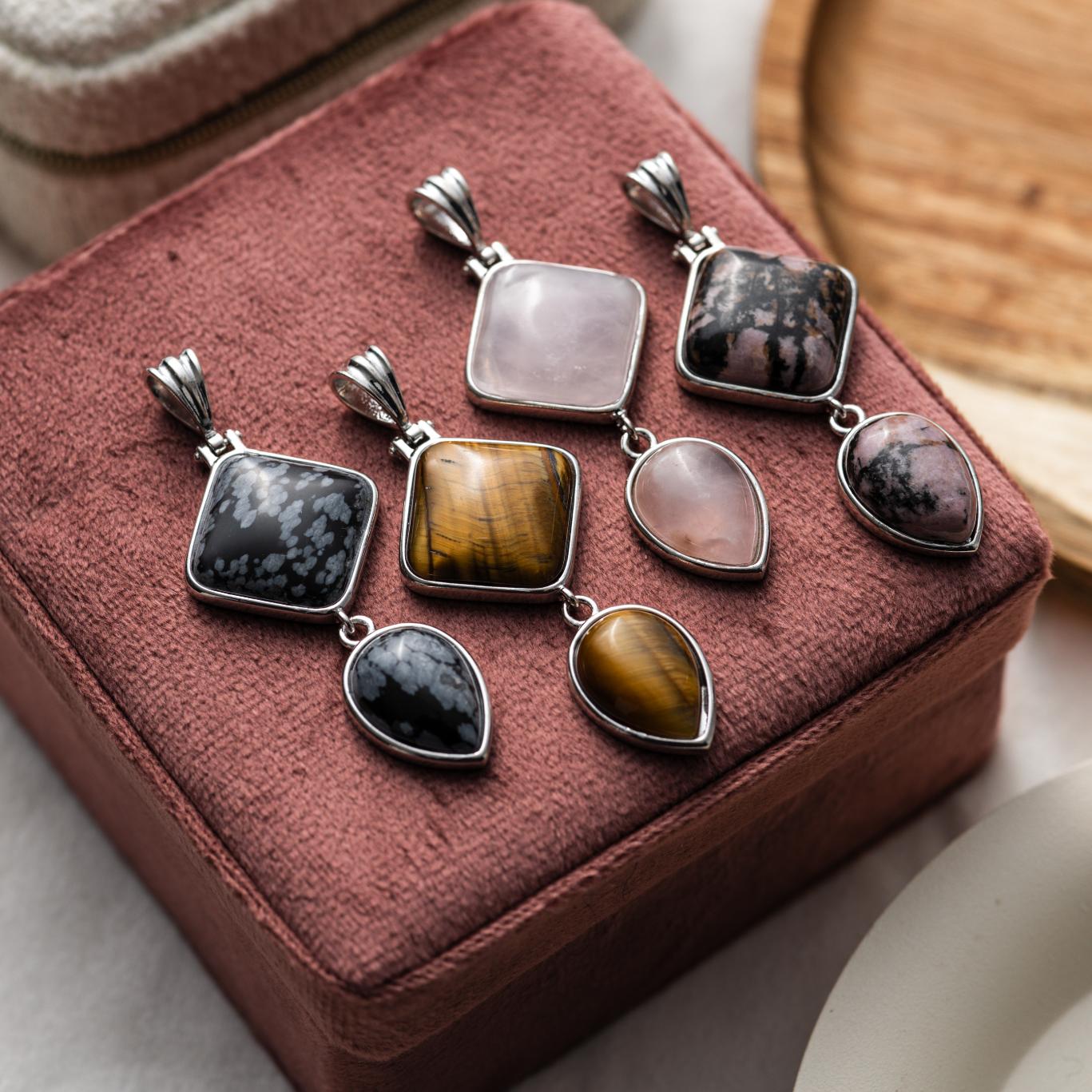 Obsidiaan Hanger - Sneeuwvlok Obsidiaan Dubbelhanger - Druppel - Eerlijkheid