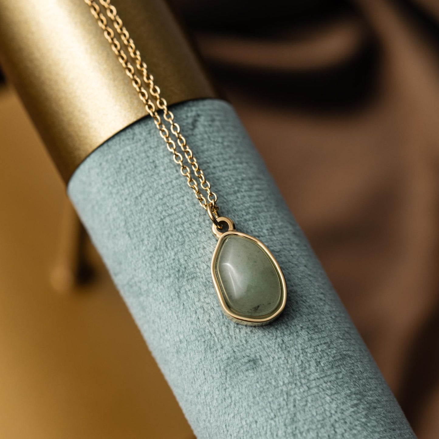 Groene Aventurijn Ketting - 18K Goud Verguld - Edelsteen Hanger - Creativiteit