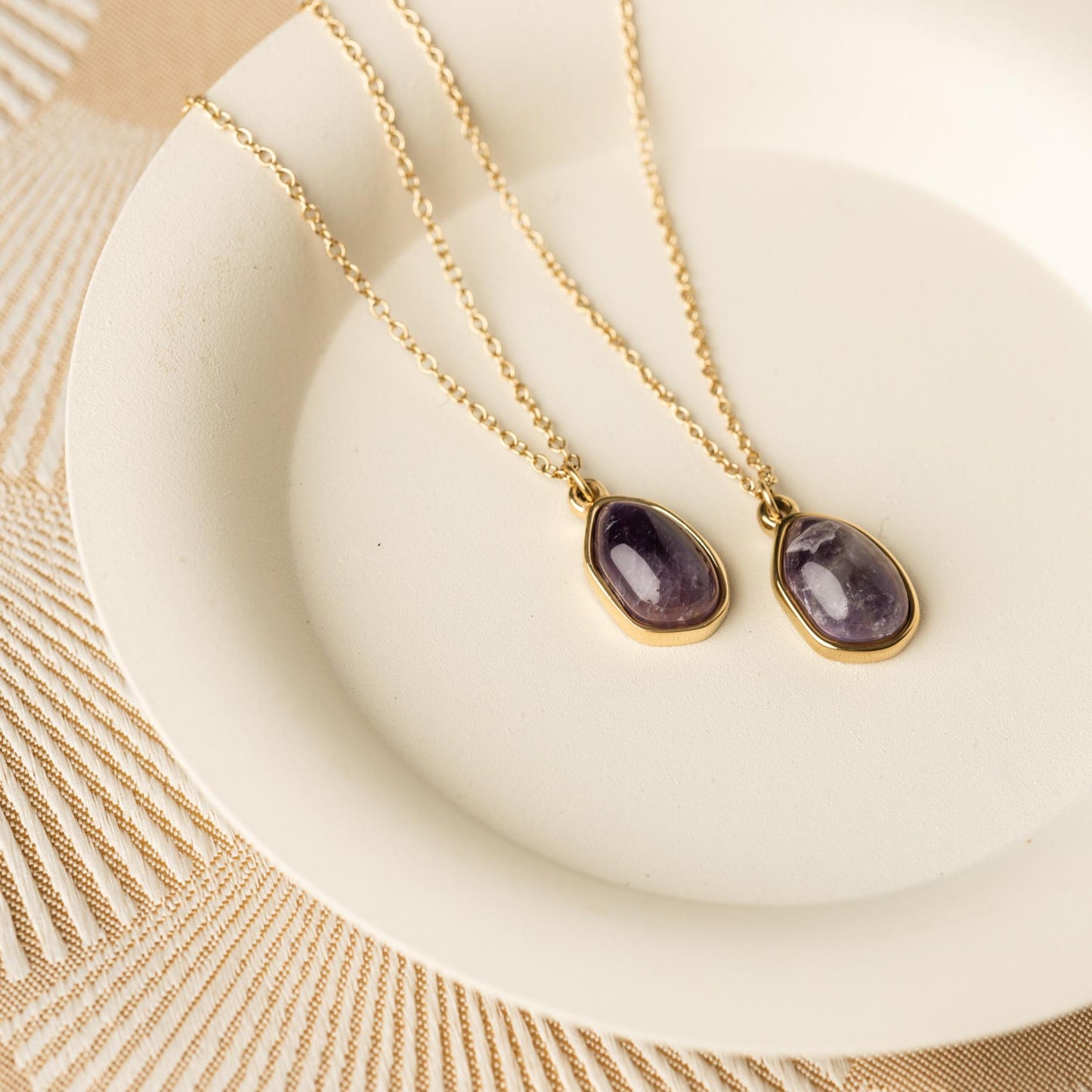 Amethist Ketting - 18K Goud Verguld - Edelsteen Hanger - Wijsheid