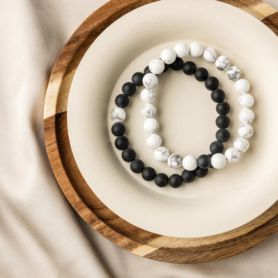 Set van 2 - Vriendschapsarmbanden - Howliet & Onyx - Armbandenset