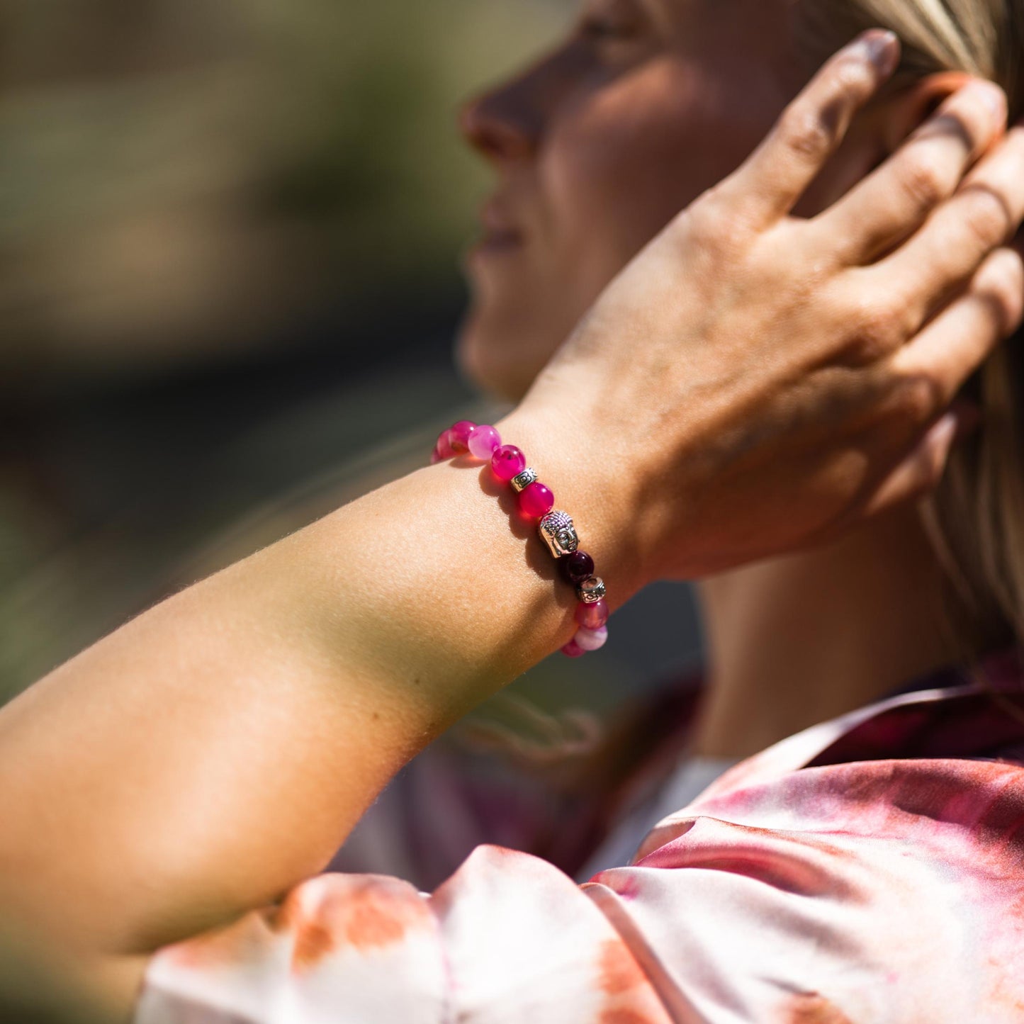 Boeddha Armband - Rose Red Agaat - Stabiliteit