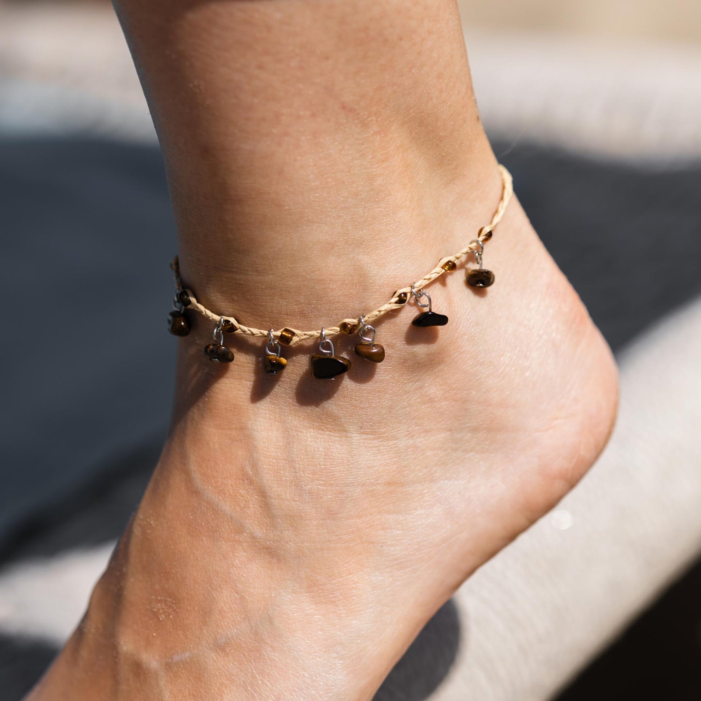 Riet - Tijgeroog Chips Enkelbandje