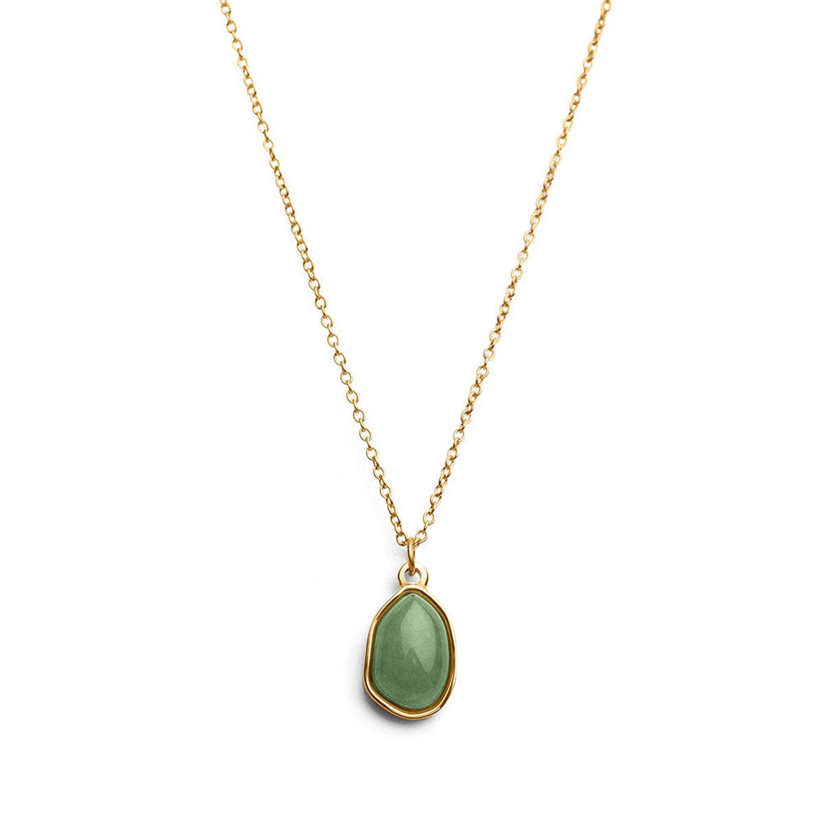 Groene Aventurijn Ketting - 18K Goud Verguld - Edelsteen Hanger - Creativiteit
