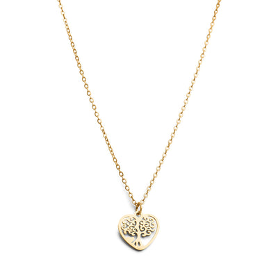 Tree of Life Ketting - Levensboom Hart - RVS - Goud