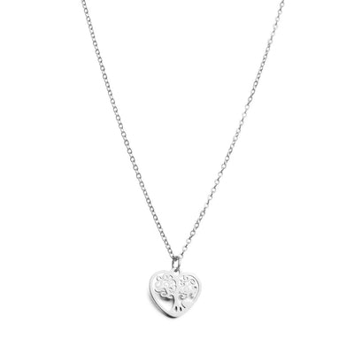 Tree of Life Ketting - Levensboom Hart - RVS - Zilver