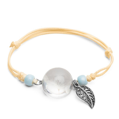 Wens Armband - Paardenbloem - Geblazen Glas