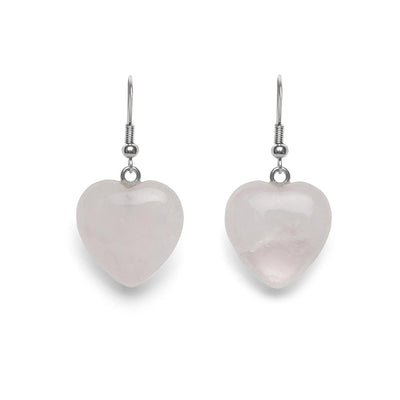 Bergkristal Hartje Oorhanger - Edelsteen Hart - RVS Oorbellen