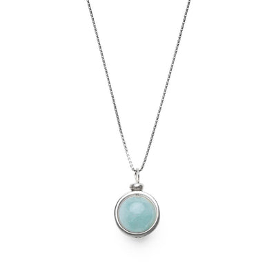 Aquamarijn Ketting - Edelsteen Hanger - 925 Sterling Zilver - Kalmering