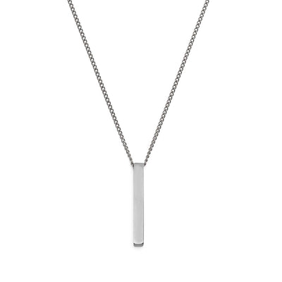 Minimalistische Ketting - Staaf Kubus Hanger - RVS - Zilver