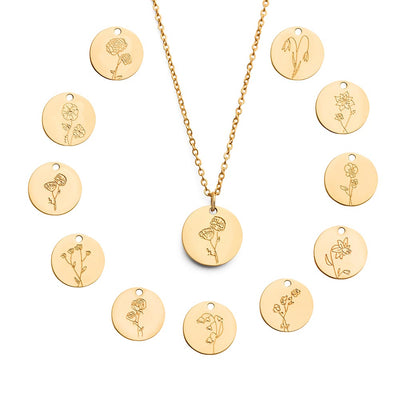 Geboortemaand Ketting - Geboortebloem RVS - Persoonlijke Ketting - Goud