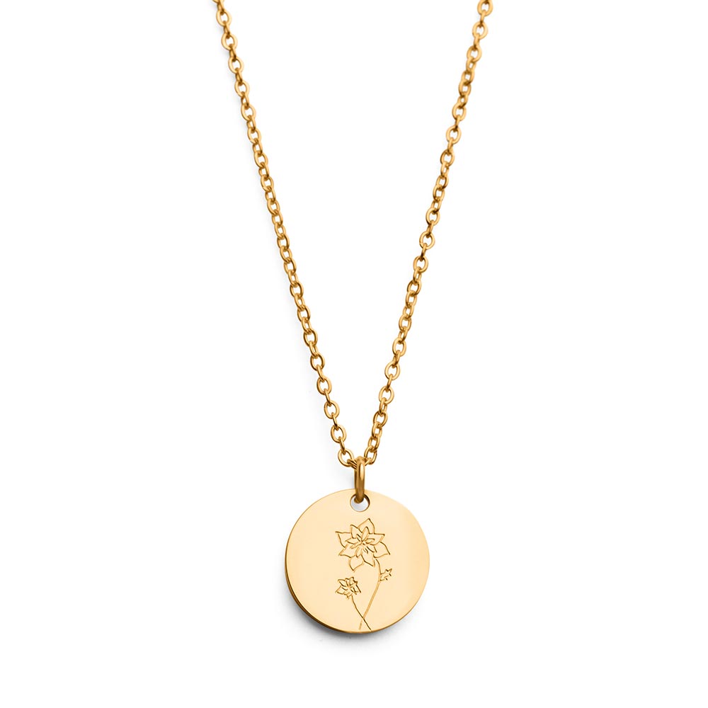 Geboortemaand Ketting - Geboortebloem RVS - Persoonlijke Ketting - Goud