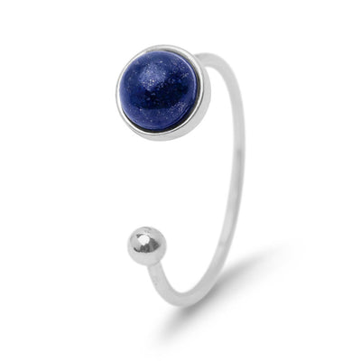 Lapis Lazuli Ring - 925 Sterling Zilver - Open Edelsteen Ring - Creativiteit