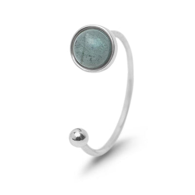 Labradoriet Ring - 925 Sterling Zilver - Open Edelsteen Ring - Bescherming