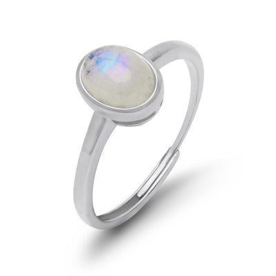 Maansteen Ring - Geplatineerd - Verstelbaar - Intuïtie