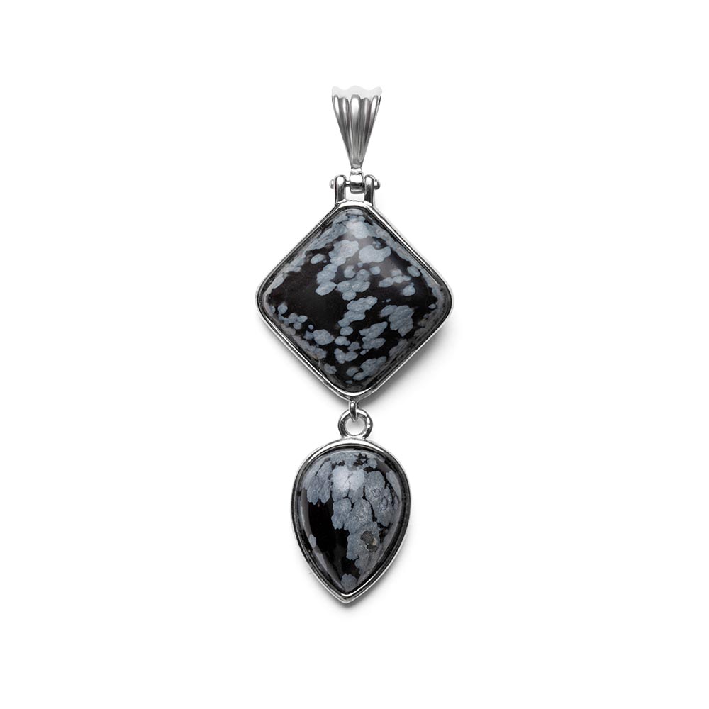 Obsidiaan Hanger - Sneeuwvlok Obsidiaan Dubbelhanger - Druppel - Eerlijkheid