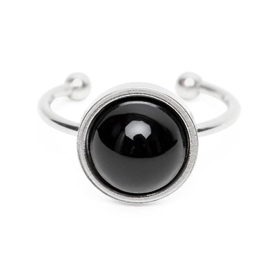 Onyx Ring - Verstelbaar RVS - Open Edelsteen Ring - Doelgerichtheid