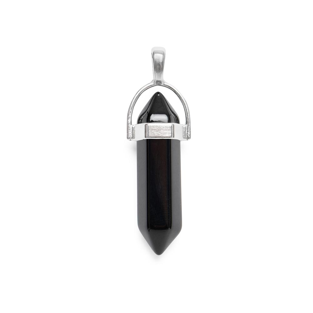 Dubbelpunt Hanger - Onyx Edelsteen - Hexagonaal Geslepen - Doorzetten
