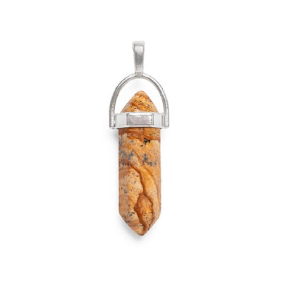 Dubbelpunt Hanger - Bruine Jaspis - Hexagonaal Geslepen - Moed