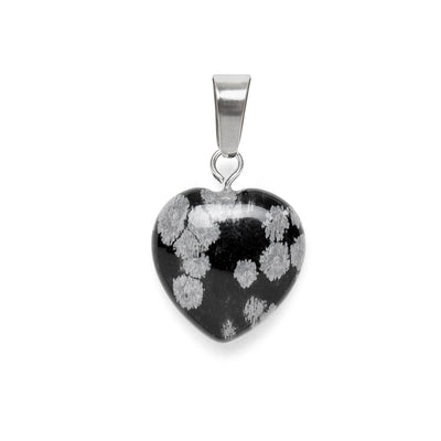 Hanger Edelsteen Hart - Geslepen Hartje Sneeuwvlok Obsidiaan - Vurigheid