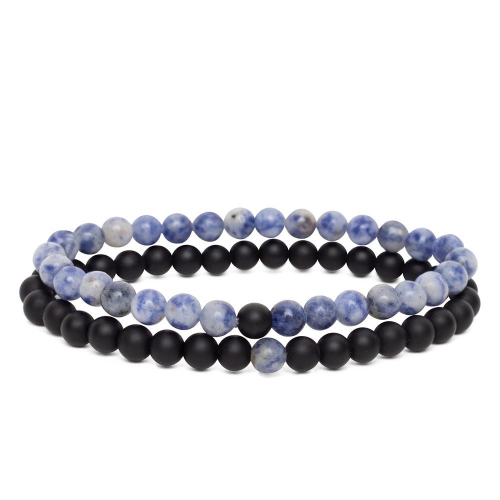 Set van 2 - Vriendschapsarmbanden - Sodaliet & Onyx - Armbandenset Set van 2 - Vriendschapsarmbanden - Sodaliet & Onyx - Armbandenset