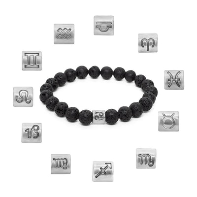 Sterrenbeeld Edelsteen Armband - Lavasteen Zilver - Horoscoop Armband